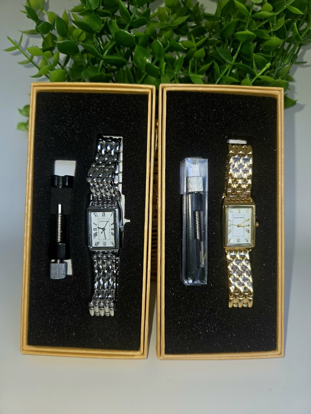 GAOFAN HOUR Rectangular Bracelet Watch Gold/Silver Tone NIB